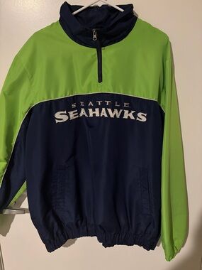 NFL seahawks navy Pullover with Green Accent